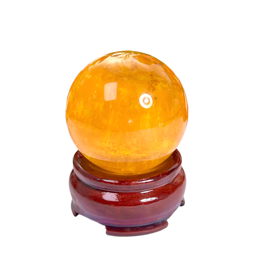 Yellow Fluorite Sphere – 40MM Crystal Ball for Clarity, Confidence & Energy Grids