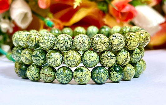 Russian Serpentine Stone Bracelet l Stretchable Bracelet l Unisex Bracelet l 8 MM Bracelet