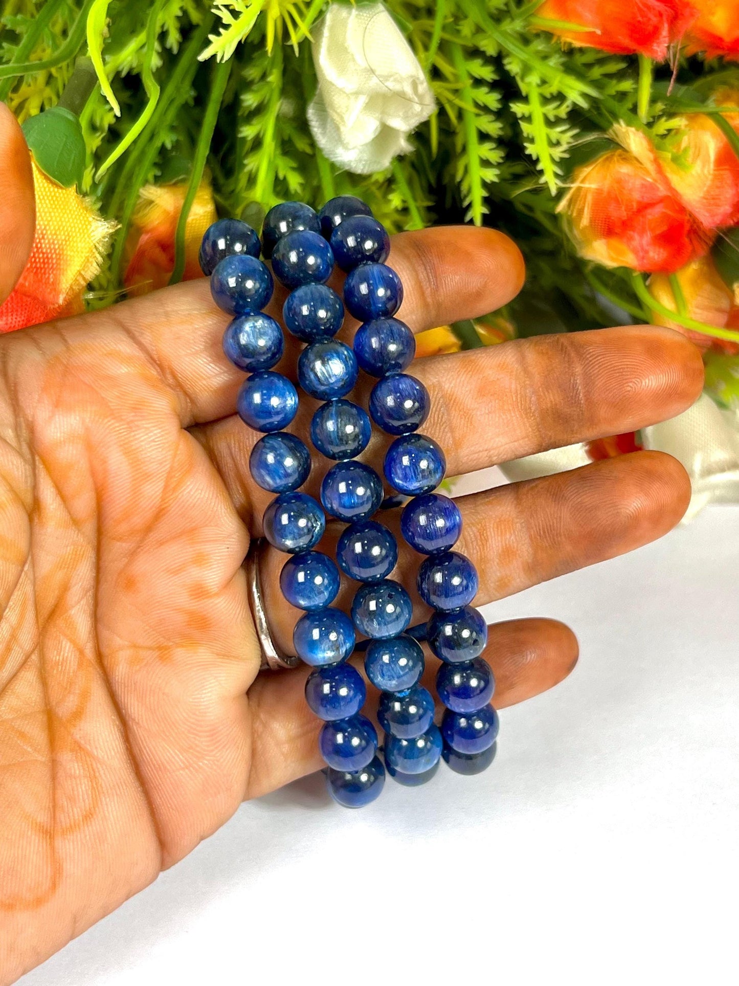 Blue Kyanite Stone Bracelet l Stretchable Bracelet l Unisex Bracelet l 8 MM Bracelet