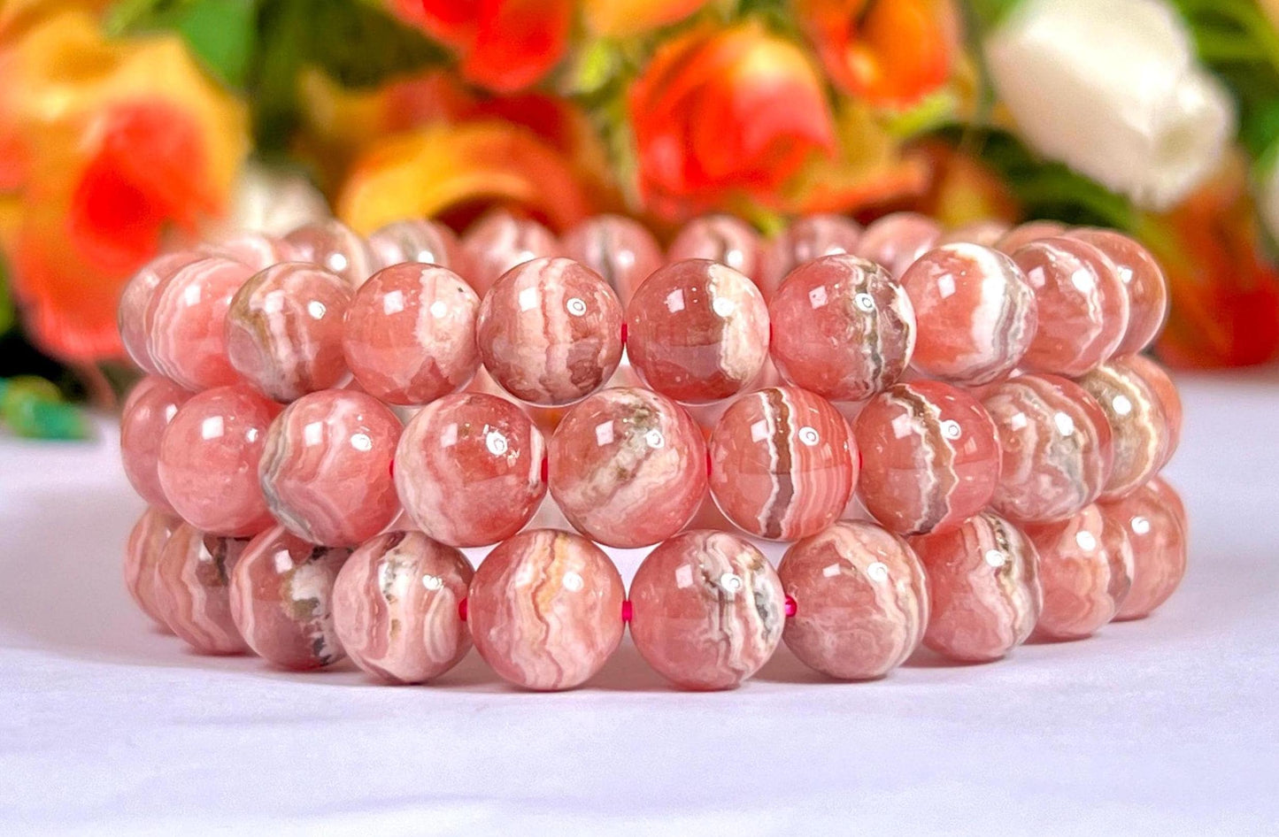 Rhodochrosite Stone Bracelet l Stretchable Bracelet l Unisex Bracelet l 8 MM Bracelet