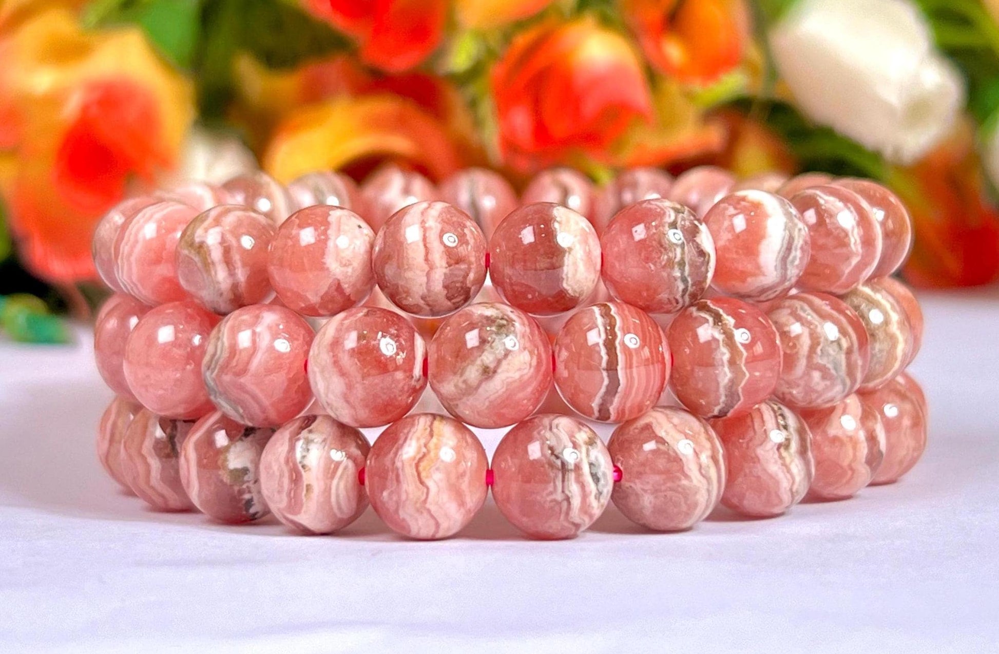 Rhodochrosite Stone Bracelet l Stretchable Bracelet l Unisex Bracelet l 8 MM Bracelet