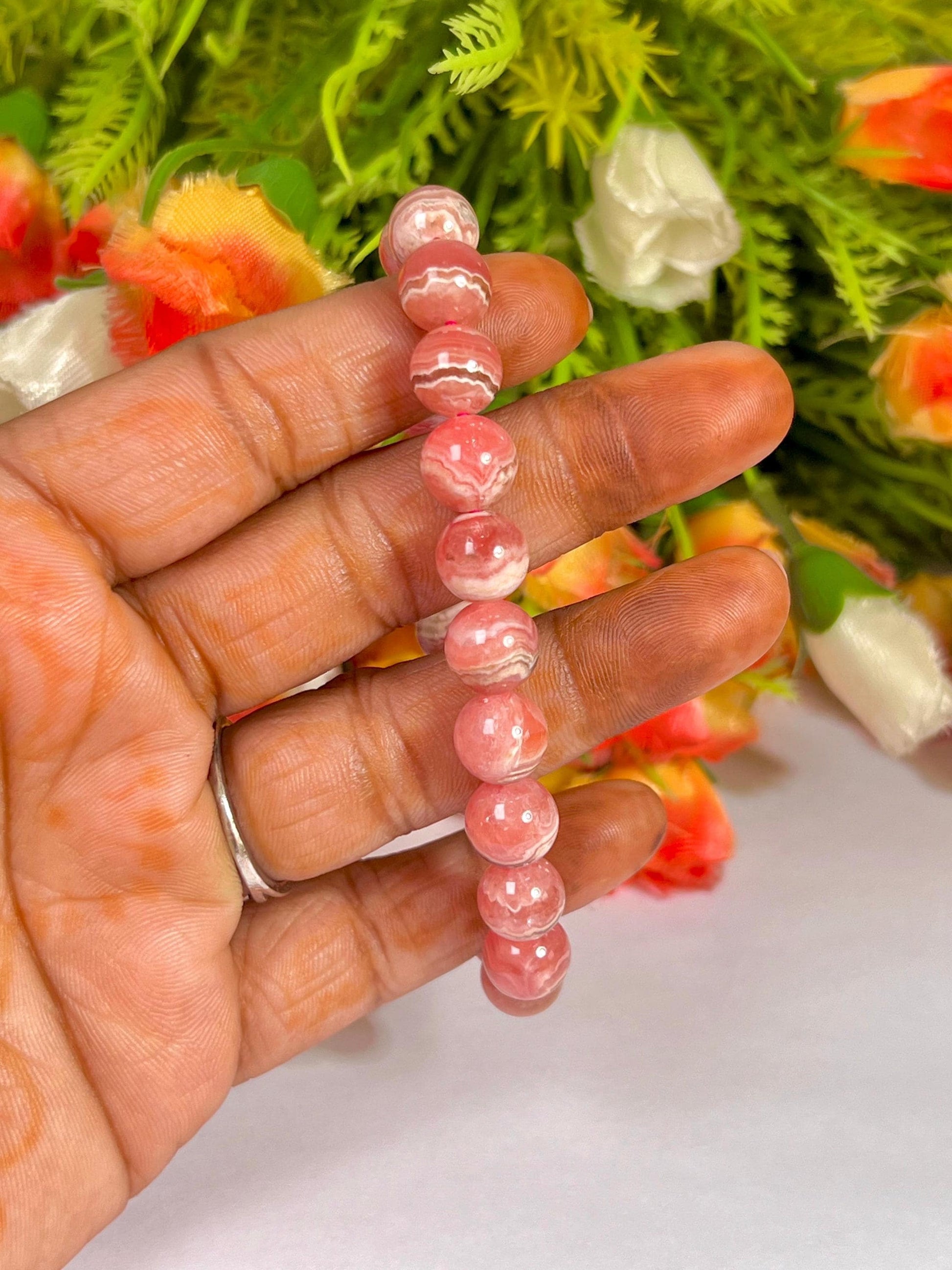 Rhodochrosite Stone Bracelet l Stretchable Bracelet l Unisex Bracelet l 8 MM Bracelet