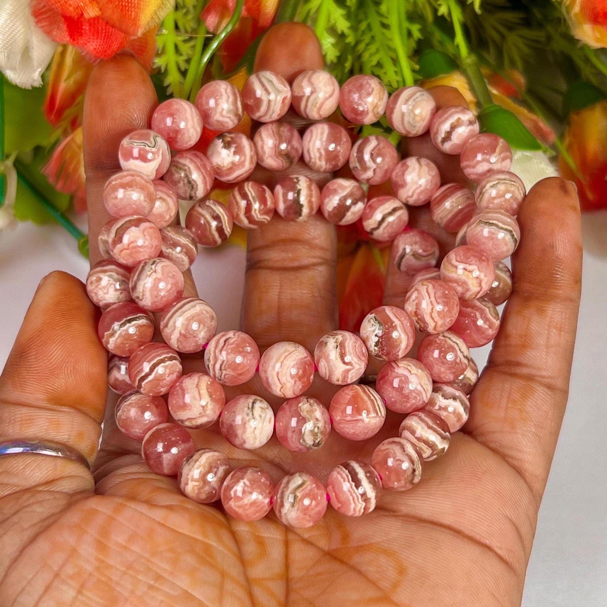 Rhodochrosite Stone Bracelet l Stretchable Bracelet l Unisex Bracelet l 8 MM Bracelet