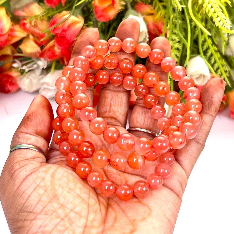 Orange Creedite (Durango, Mexico) Stone Bracelet l Stretchable Bracelet l Unisex Bracelet l 8 MM Bracelet