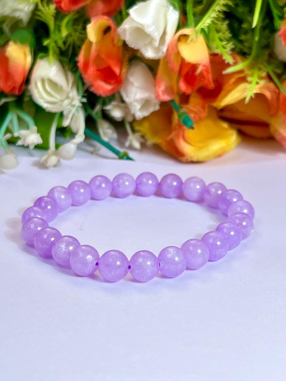 Lavender Quartz Stone Bracelet l Stretchable Bracelet l Unisex Bracelet l 8 MM Bracelet