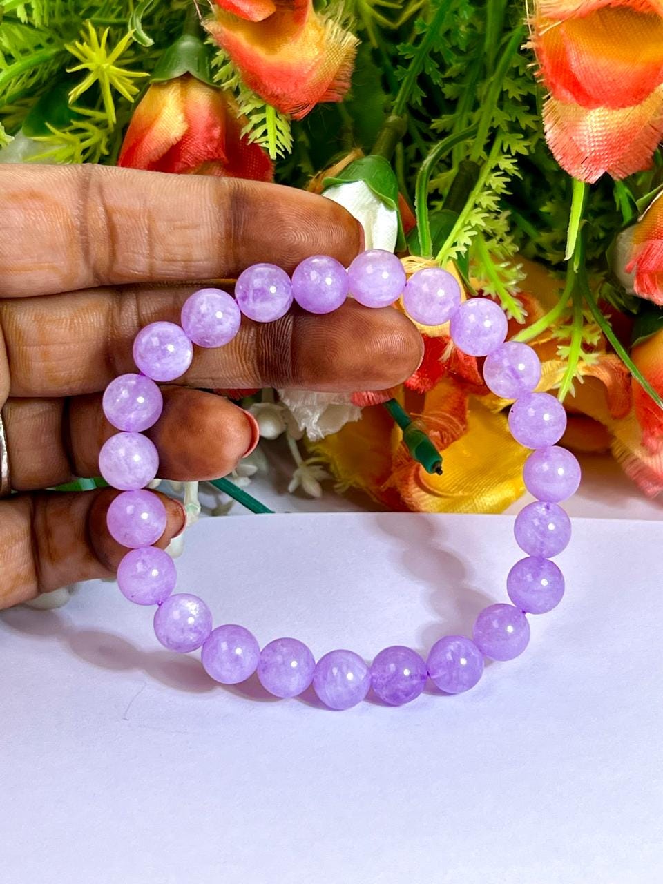 Lavender Quartz Stone Bracelet l Stretchable Bracelet l Unisex Bracelet l 8 MM Bracelet
