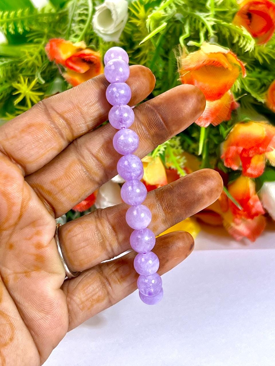 Lavender Quartz Stone Bracelet l Stretchable Bracelet l Unisex Bracelet l 8 MM Bracelet