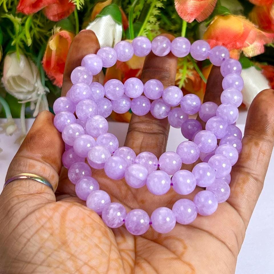 Lavender Quartz Stone Bracelet l Stretchable Bracelet l Unisex Bracelet l 8 MM Bracelet
