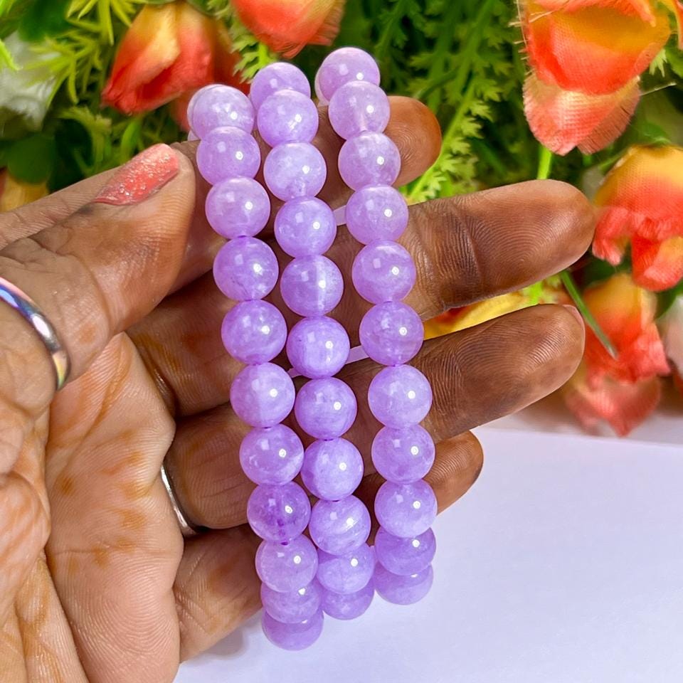 Lavender Quartz Stone Bracelet l Stretchable Bracelet l Unisex Bracelet l 8 MM Bracelet