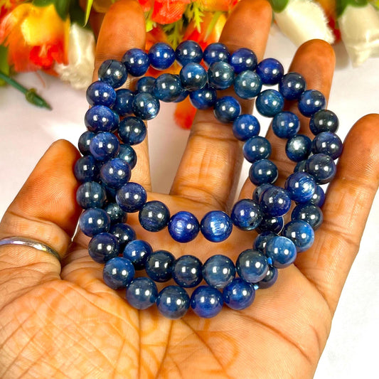 Blue Kyanite Stone Bracelet l Stretchable Bracelet l Unisex Bracelet l 8 MM Bracelet