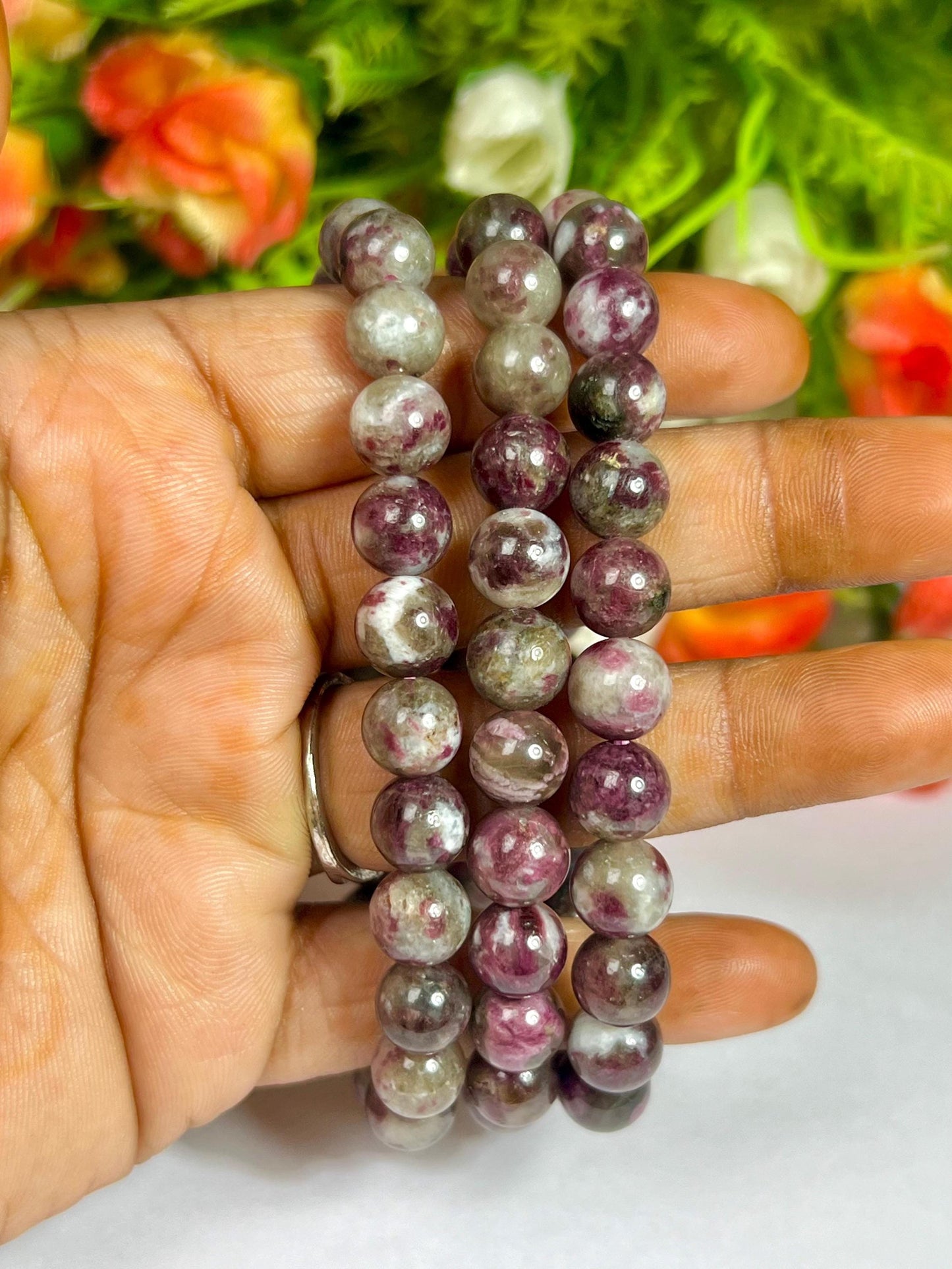 Kakortokite Stone Bracelet l Stretchable Bracelet l Unisex Bracelet l 8 MM Bracelet