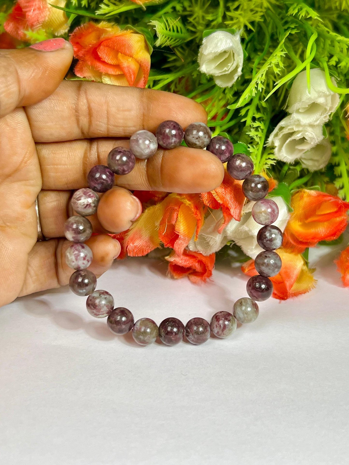 Kakortokite Stone Bracelet l Stretchable Bracelet l Unisex Bracelet l 8 MM Bracelet