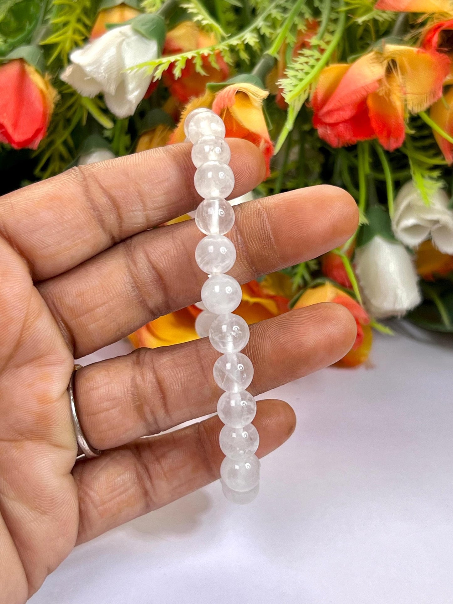 Nirvana Quartz Stone Bracelet| l Stretchable Bracelet l Unisex Bracelet l 8 MM Bracelet