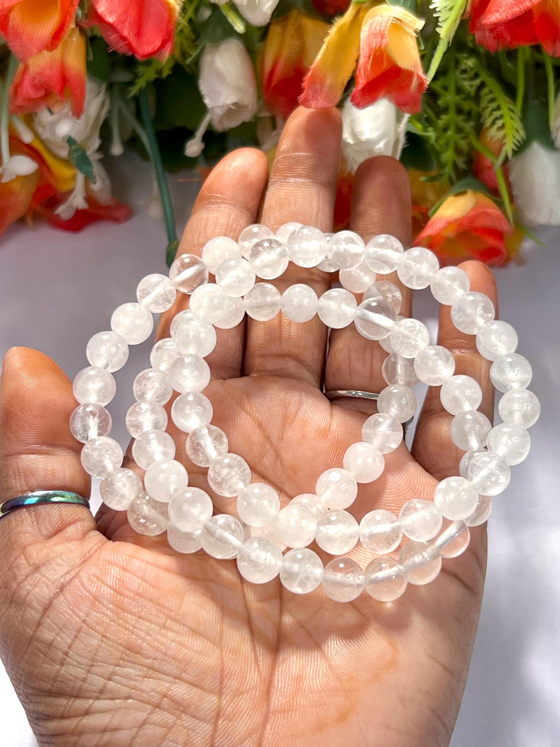 Nirvana Quartz Stone Bracelet| l Stretchable Bracelet l Unisex Bracelet l 8 MM Bracelet