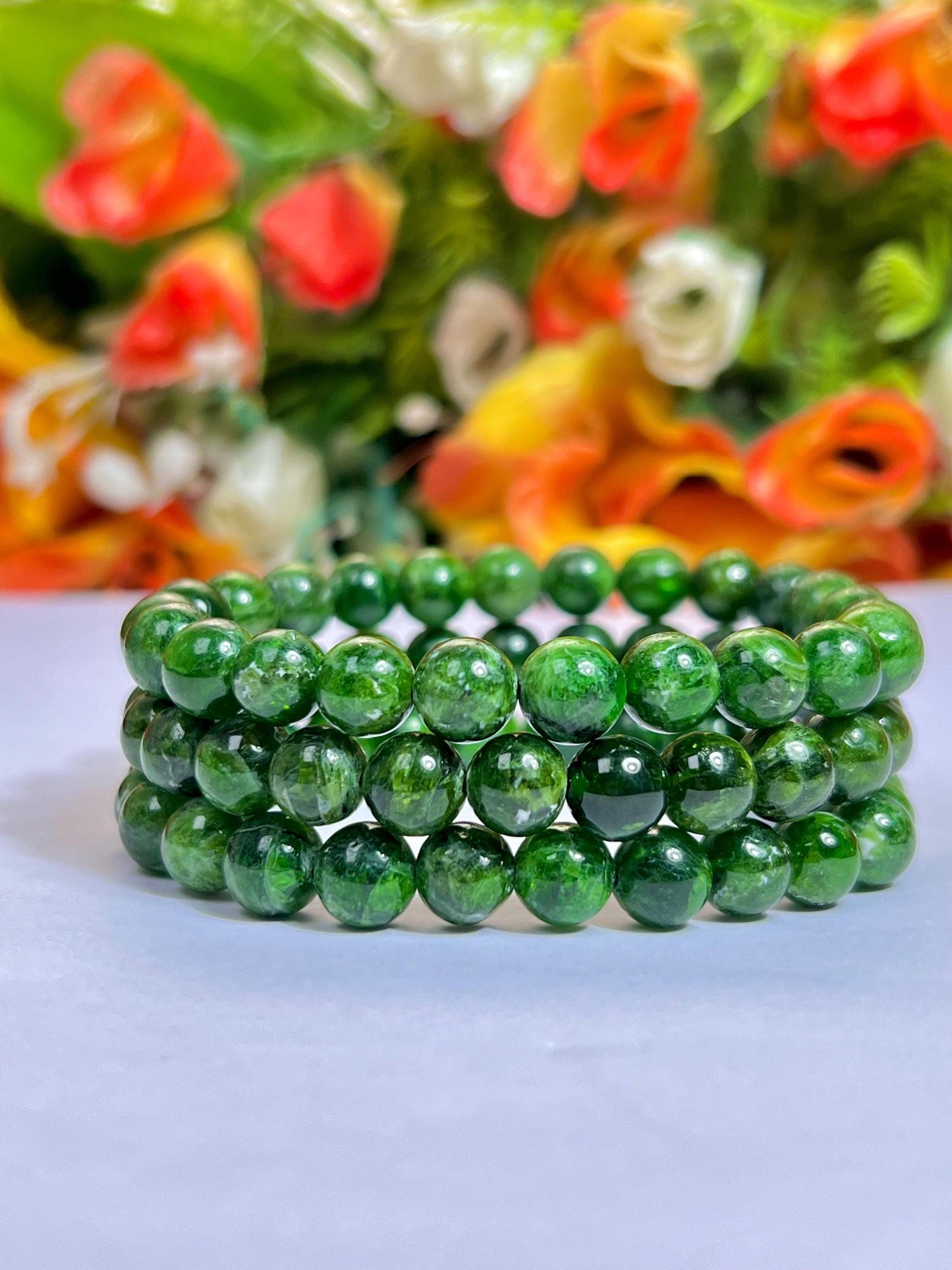Diopside Chrome Stone Bracelet l Stretchable Bracelet l Unisex Bracelet l 8 MM Bracelet