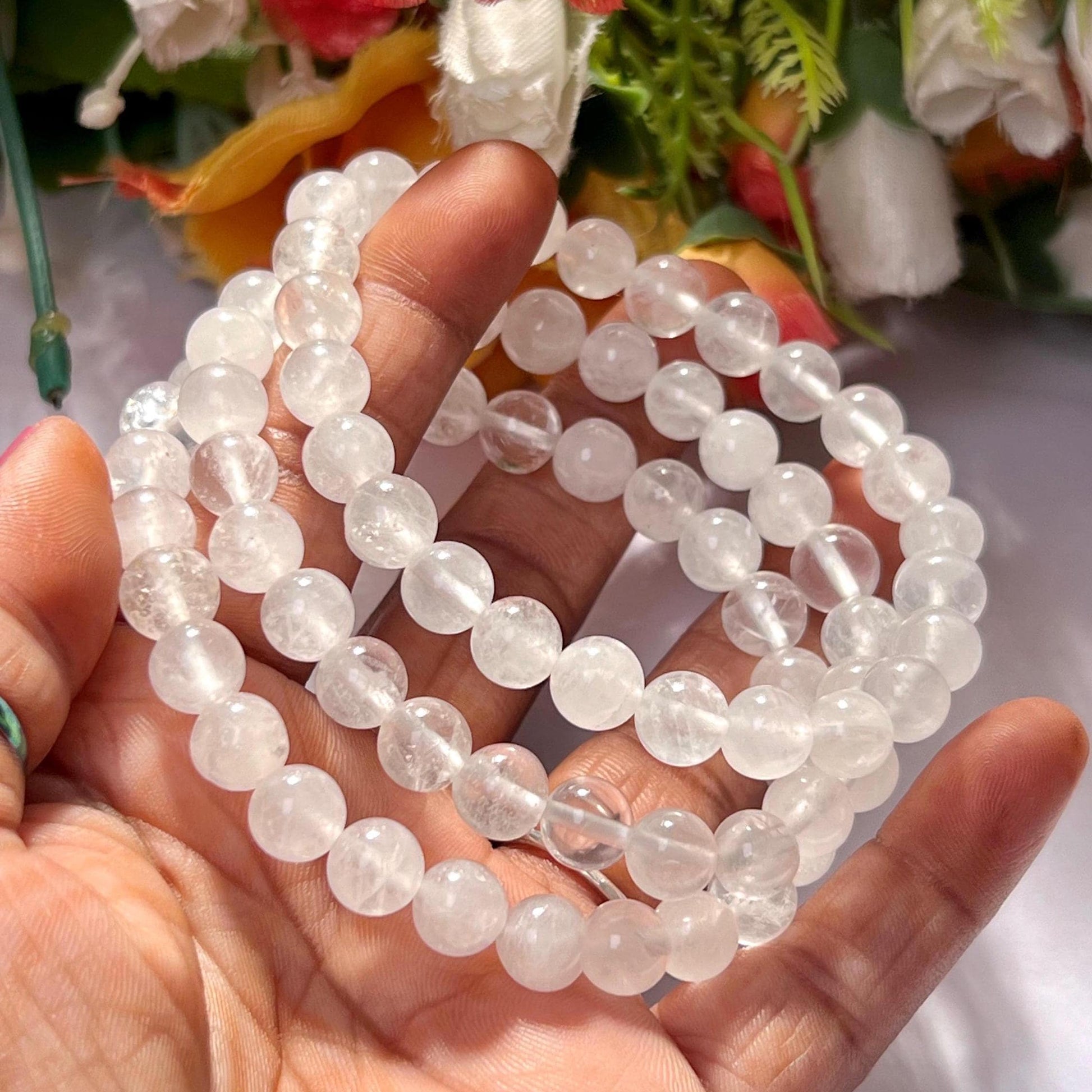 Nirvana Quartz Stone Bracelet| l Stretchable Bracelet l Unisex Bracelet l 8 MM Bracelet