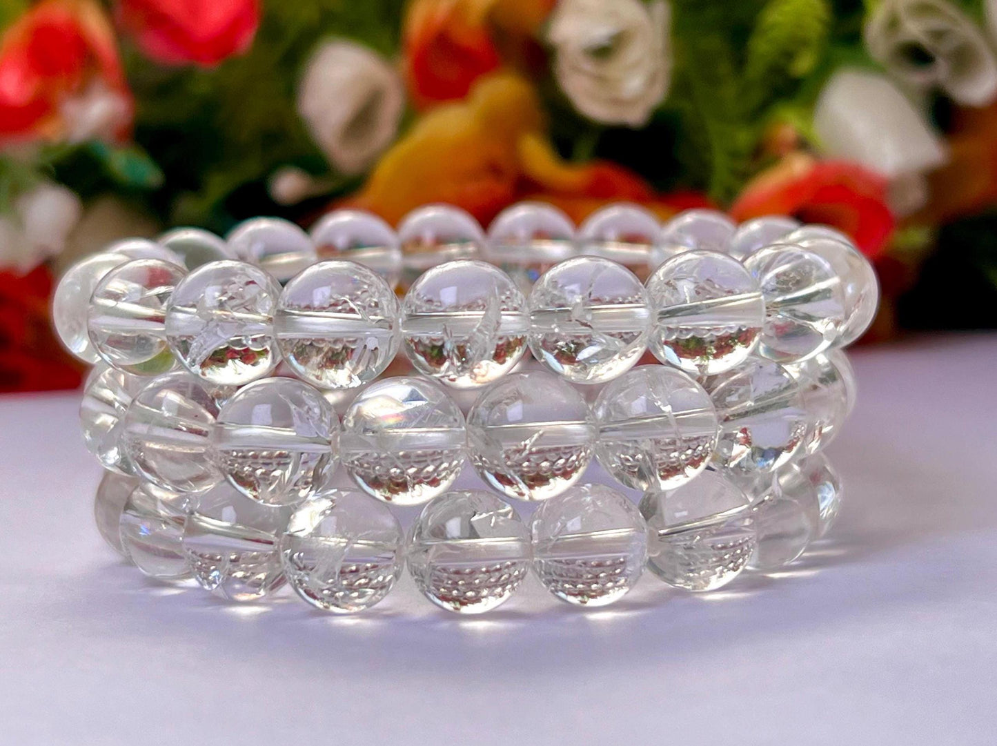 10 MM Rainbow Satyaloka Quartz Crystal Stone Bracelet