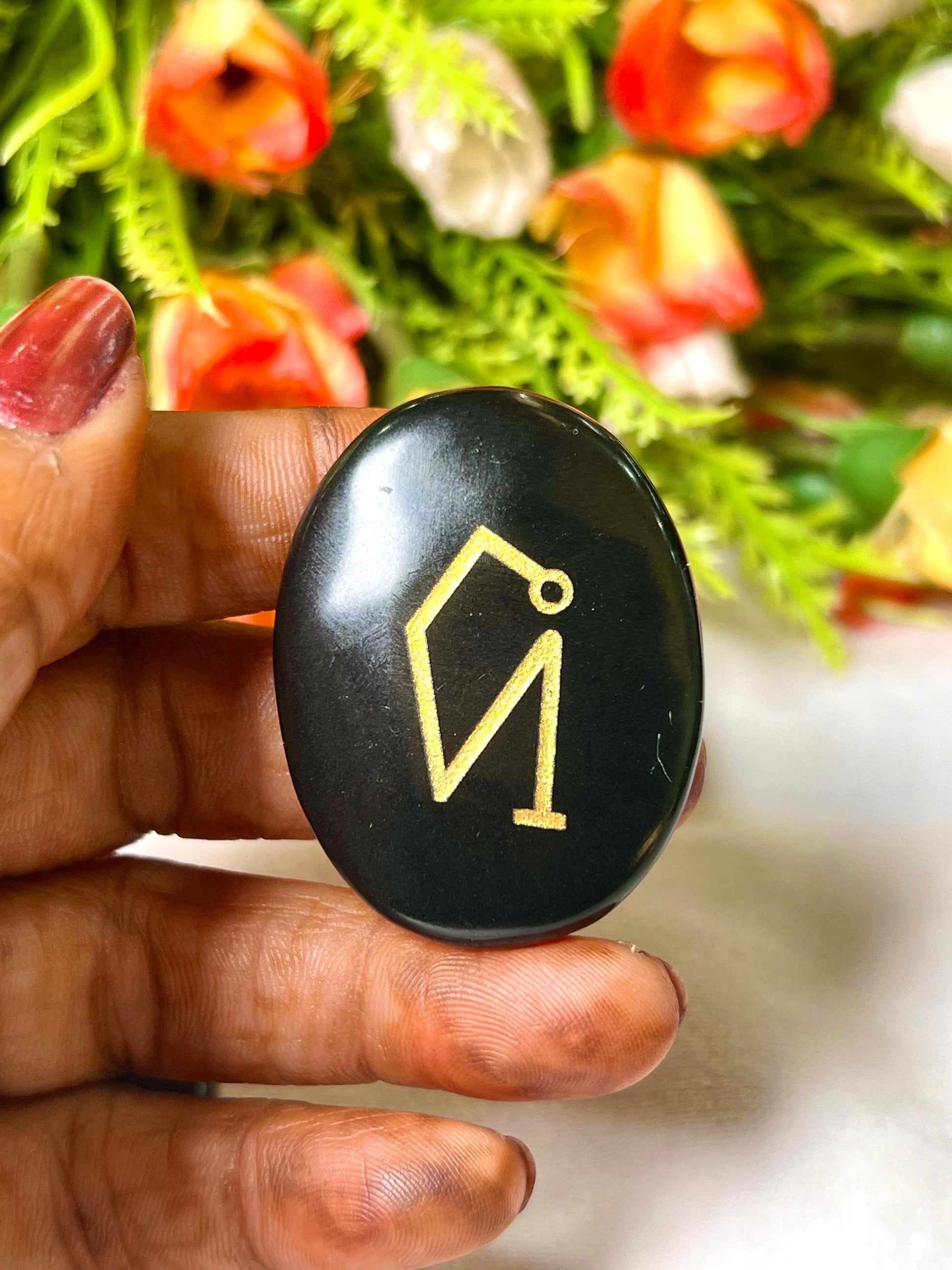 Black Obsidian Stone Archangel Stones Set Uriel, Michael, Raphael, Gabriel Orthodox Christian Church Four Archangels Symbol Set