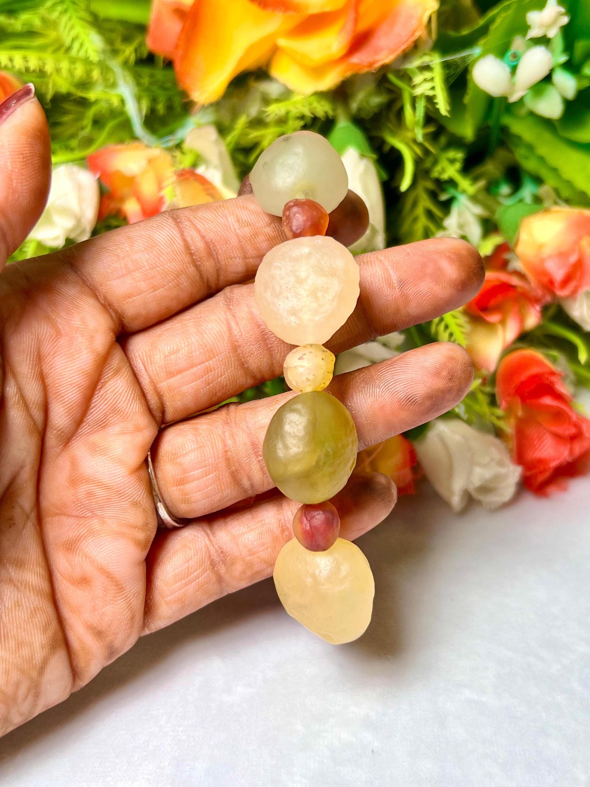 15 MM Gobi Desert Stone Bracelet l Stretchable Bracelet l Unisex Bracelet