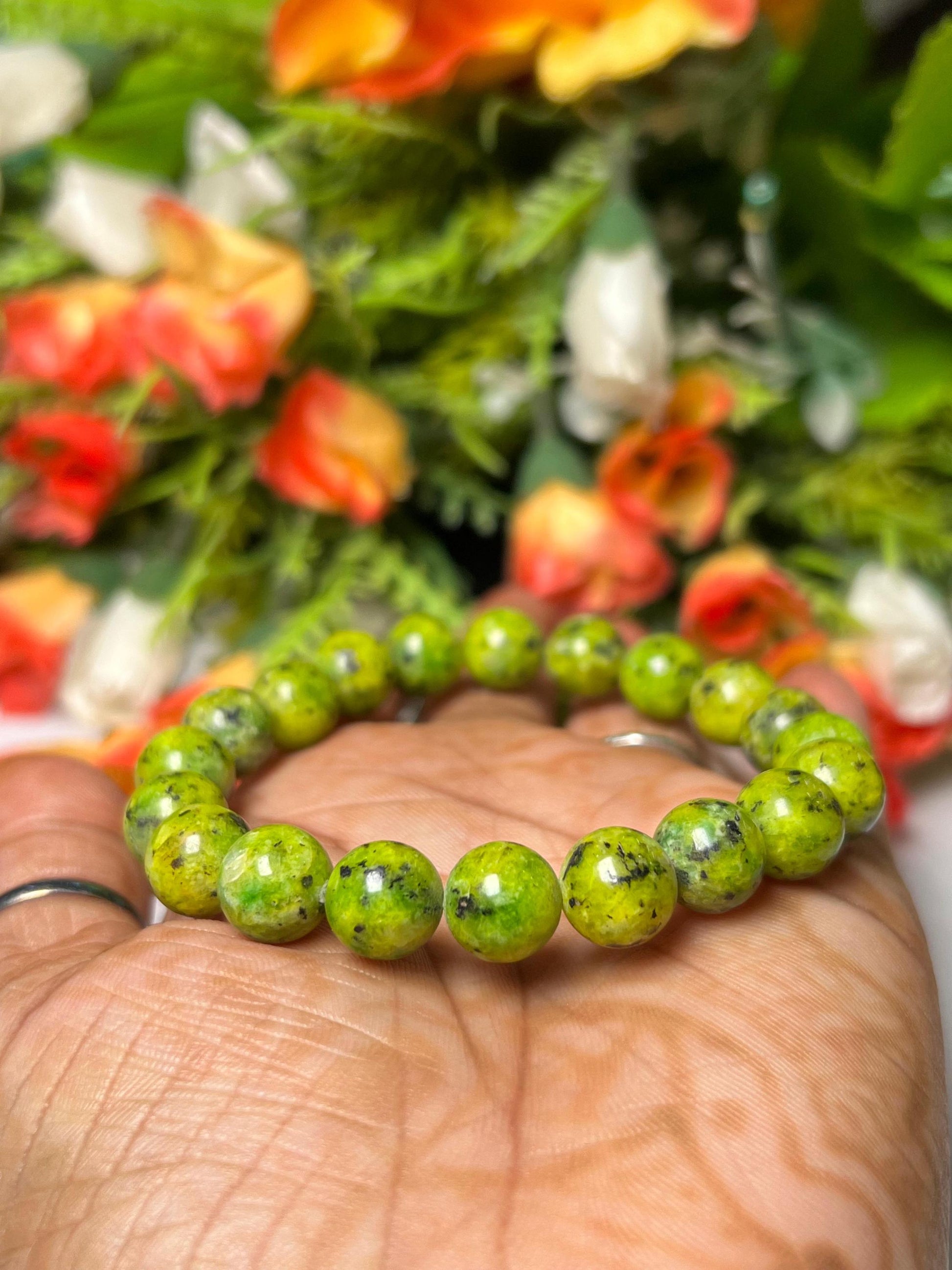 10 MM Atlantisite Stone Bracelet l Stretchable Bracelet l Unisex Bracelet