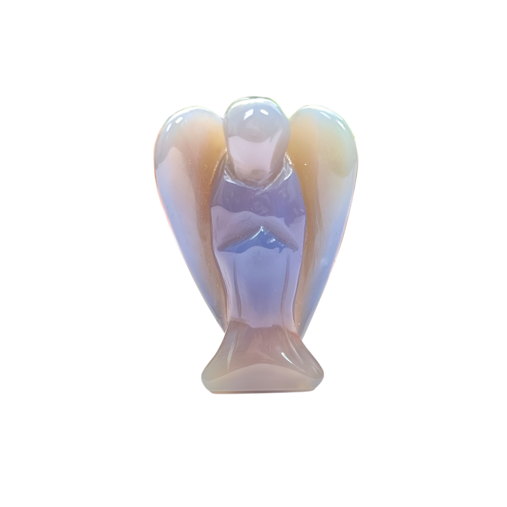 Grey Chalcedony Angel – 2" Guardian Angel for Harmony, Calm & Inner Reflection