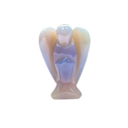Grey Chalcedony Angel – 2" Guardian Angel for Harmony, Calm & Inner Reflection