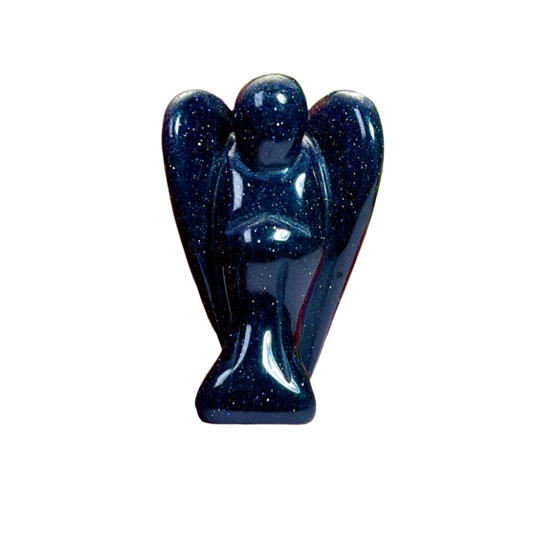 Blue Goldstone Angel – 2" Guardian Angel for Ambition, Confidence & Cosmic Energy