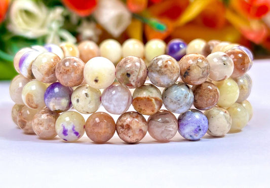 Tiffany Stone Violet Opal Stone Bracelet l Stretchable Bracelet l Unisex Bracelet l 8 MM Bracelet