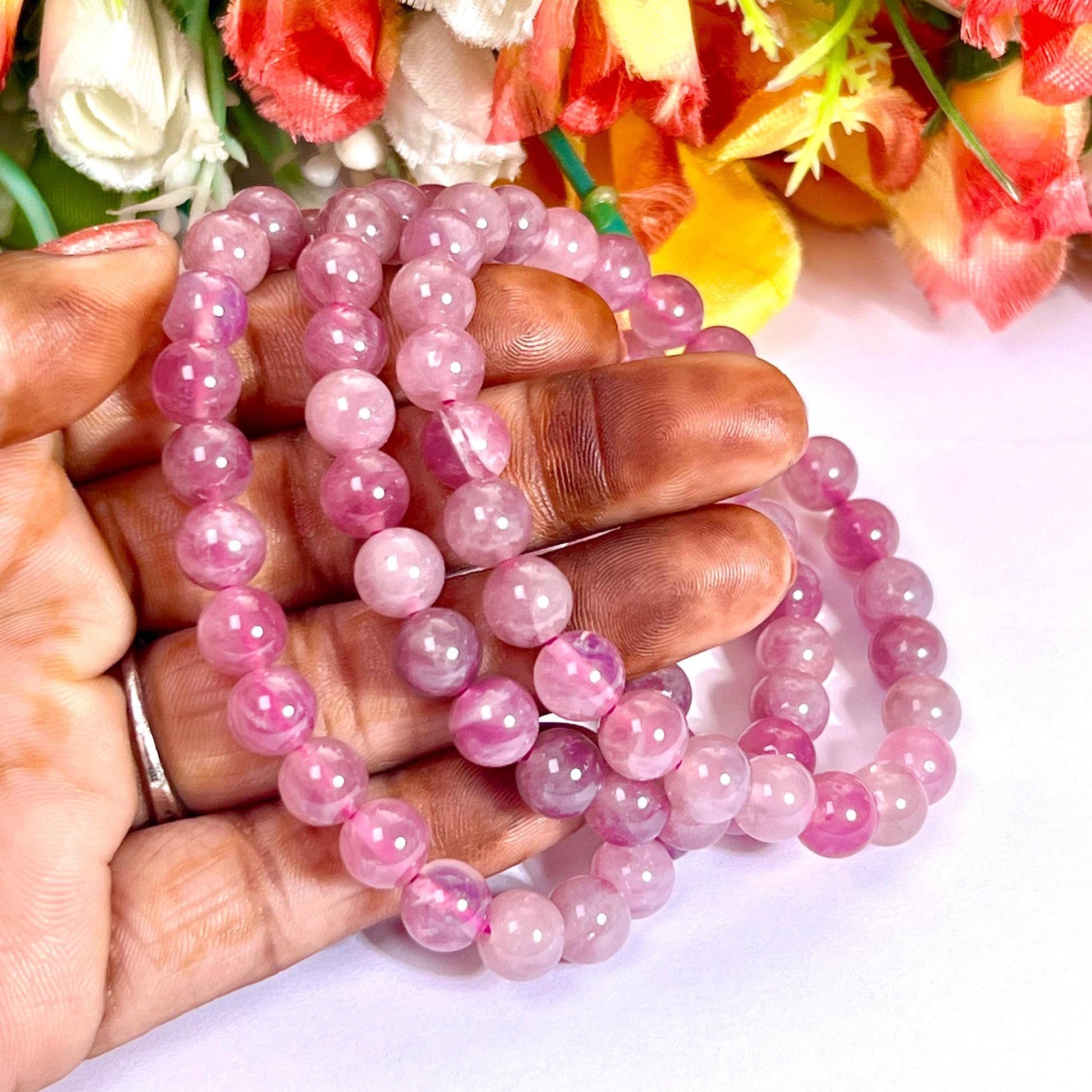 Madagascar Rose Quartz Stone l Stretchable Bracelet l Unisex Bracelet l 8 MM Bracelet