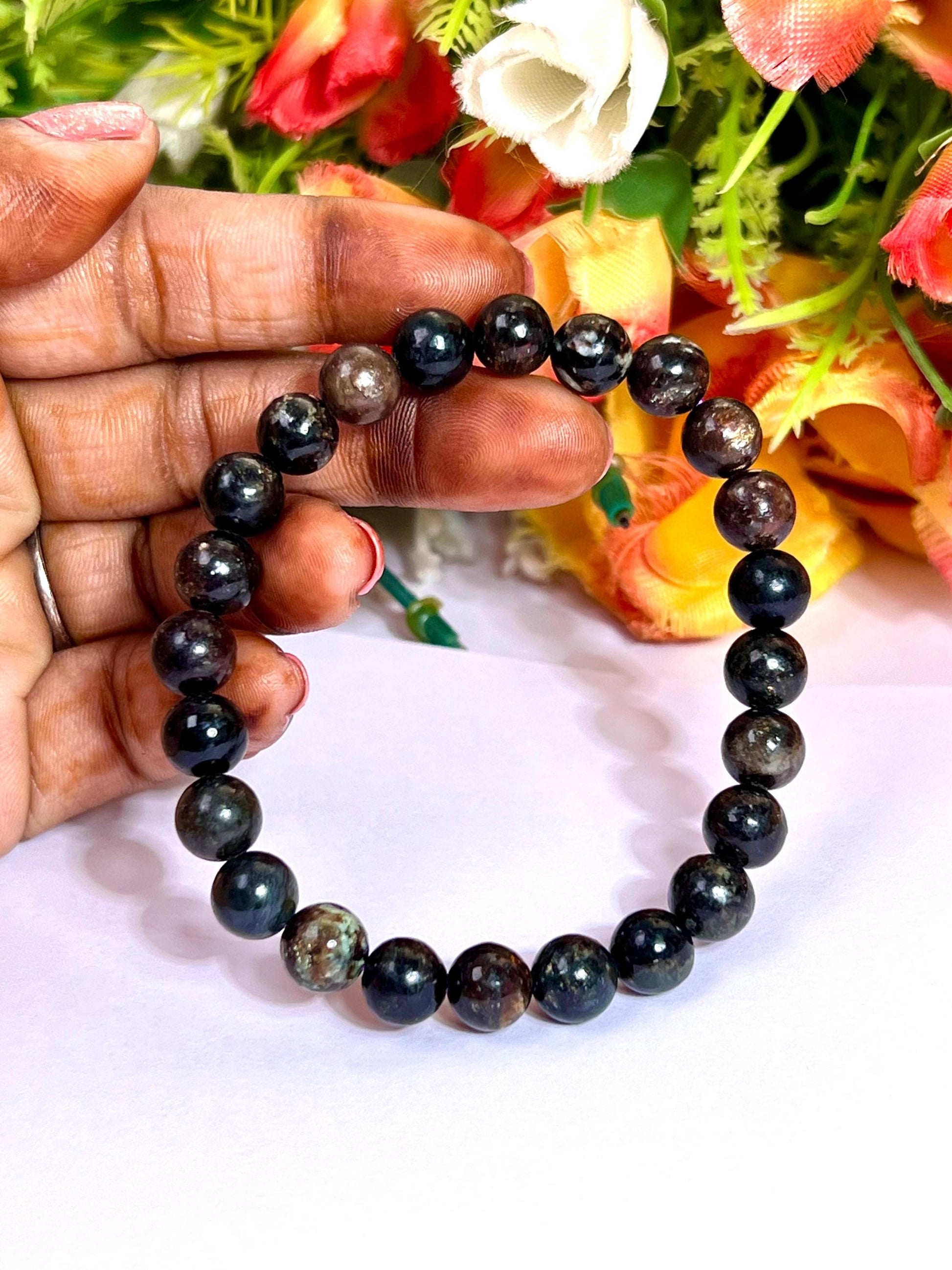 Astrophyllite Stone Bracelet l Stretchable Bracelet l Unisex Bracelet l 8 MM Bracelet