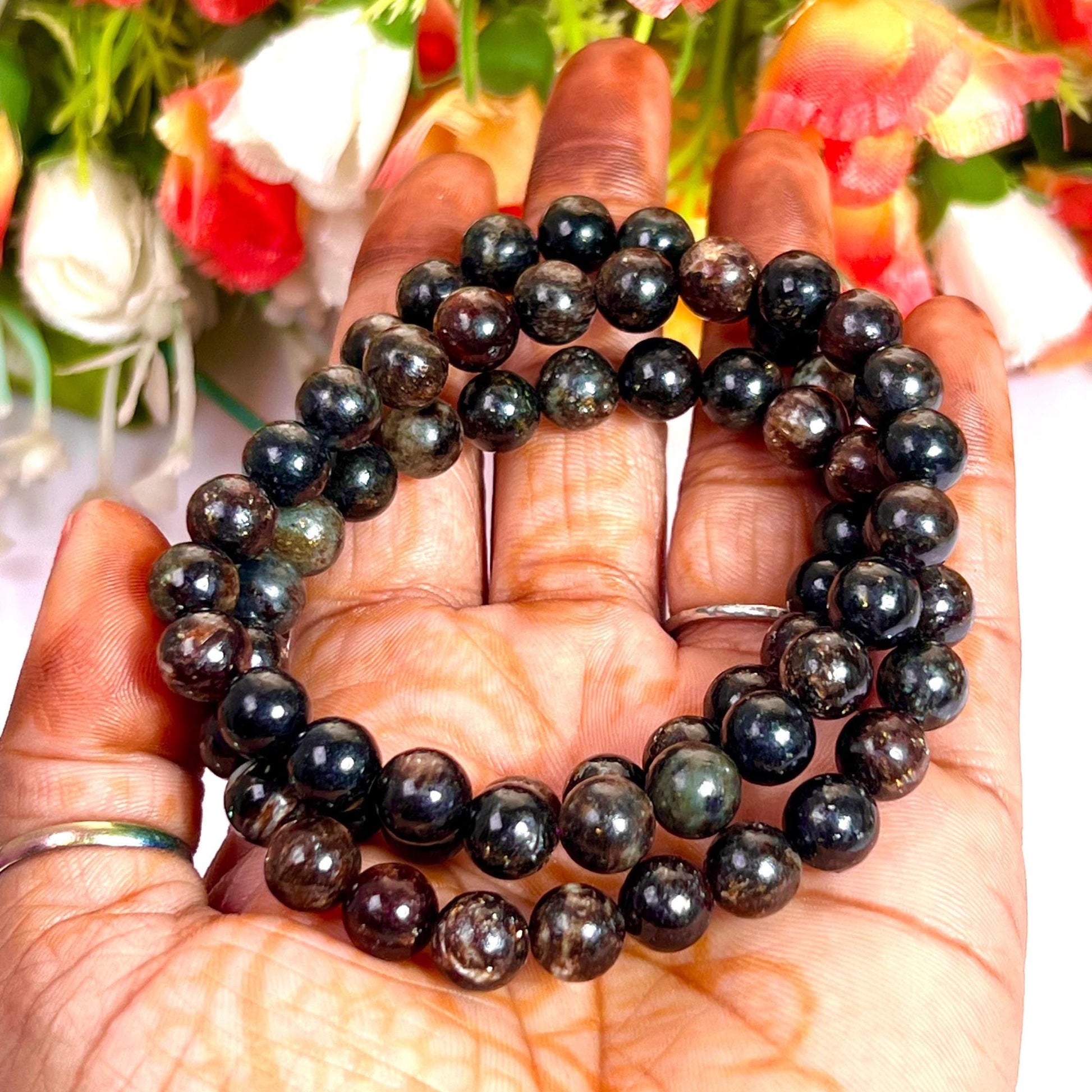 Astrophyllite Stone Bracelet l Stretchable Bracelet l Unisex Bracelet l 8 MM Bracelet