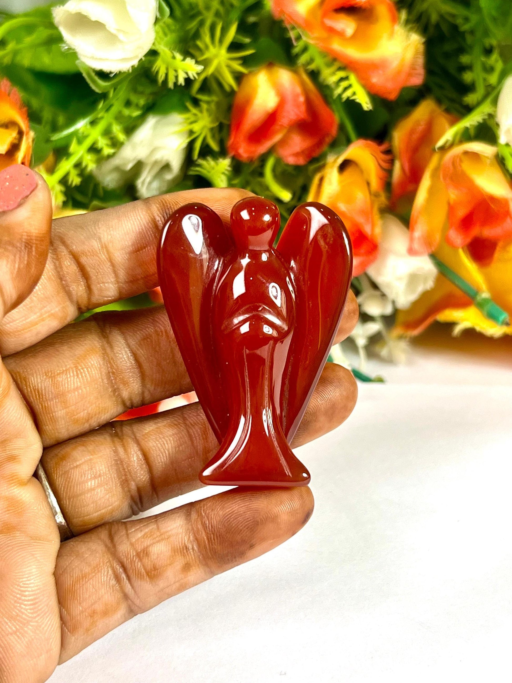 2" Angel Carnelian Stone Guardian Angel blessed Angelic connection