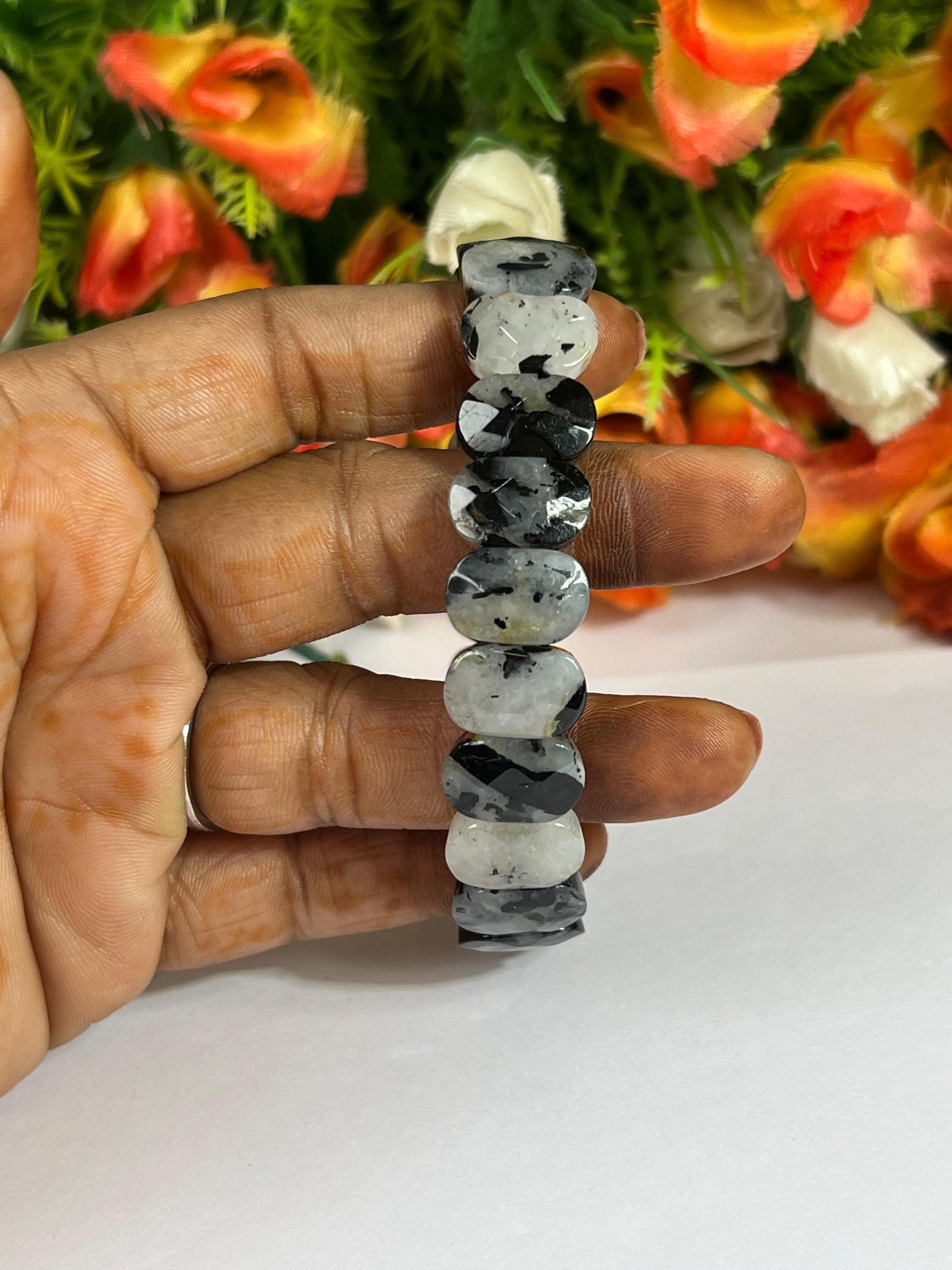 15 MM Ilvaite Stone Bracelet l Stretchable Bracelet AAAAA +++++