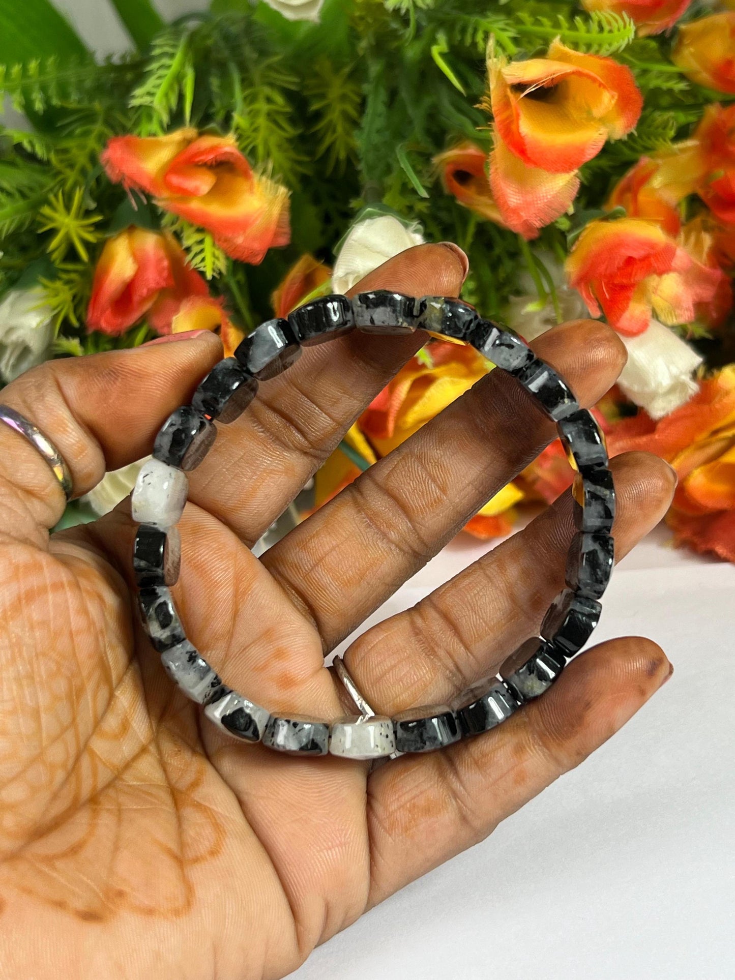 15 MM Ilvaite Stone Bracelet l Stretchable Bracelet AAAAA +++++