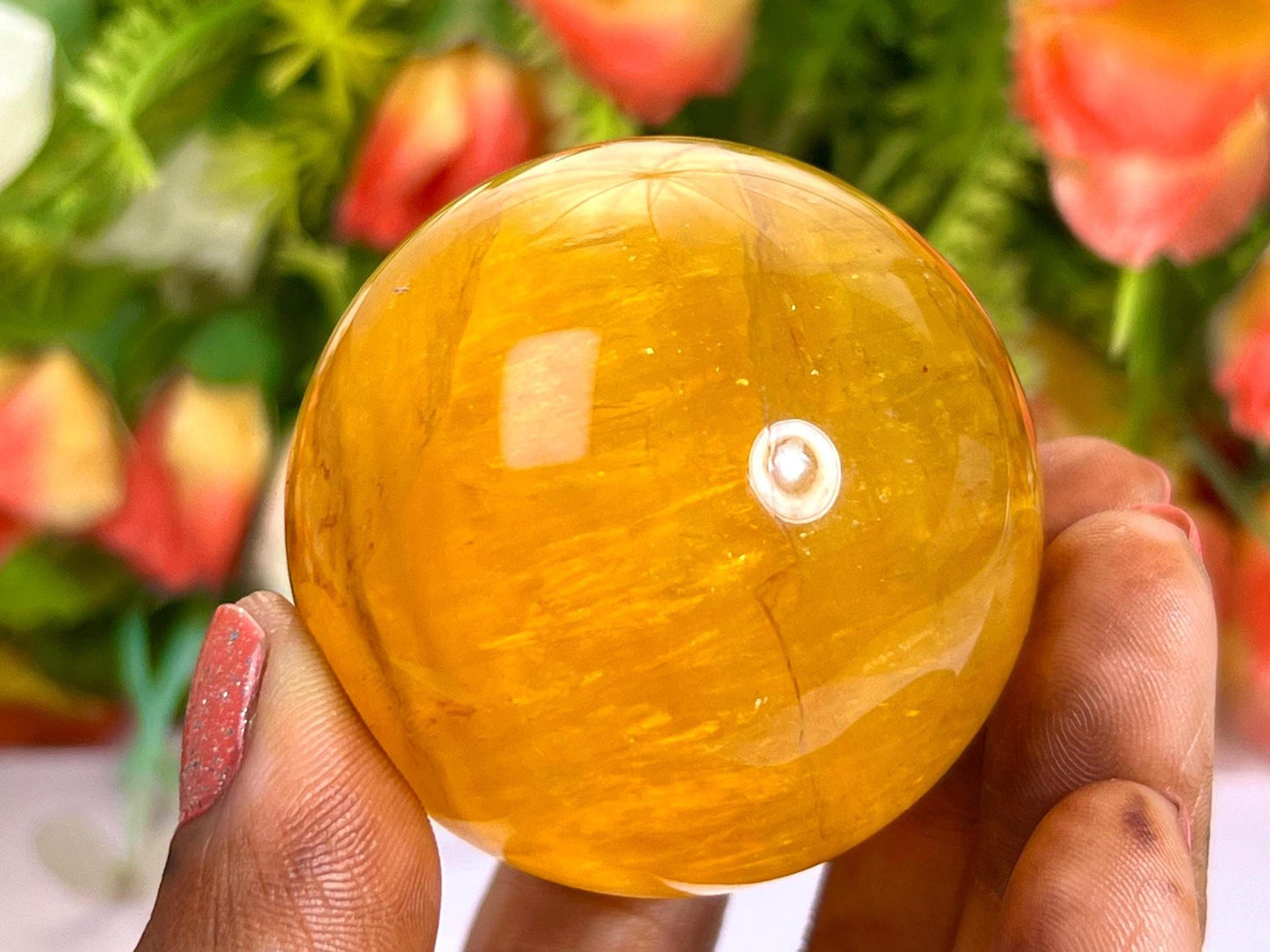 Yellow Fluorite Stone Sphere 40 MM Crystal Ball Orb Pocket Stone Meditation Space Crystal Grid With wooden Stand