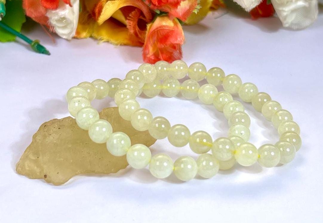 9 MM Libyan Tektite Glass Stone Bracelet l Stretchable Bracelet l Unisex Bracelet