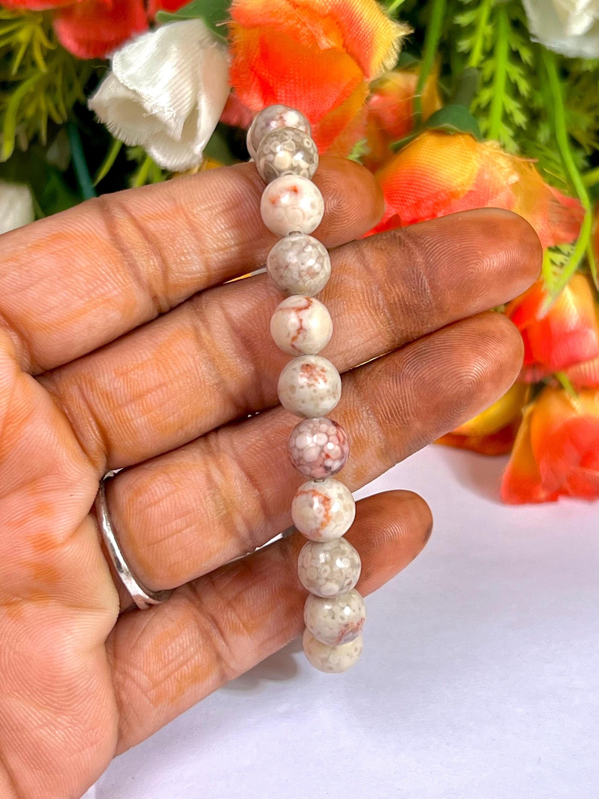 Cinnabar Stone Bracelet l Stretchable Bracelet l Unisex Bracelet l 8 MM Bracelet