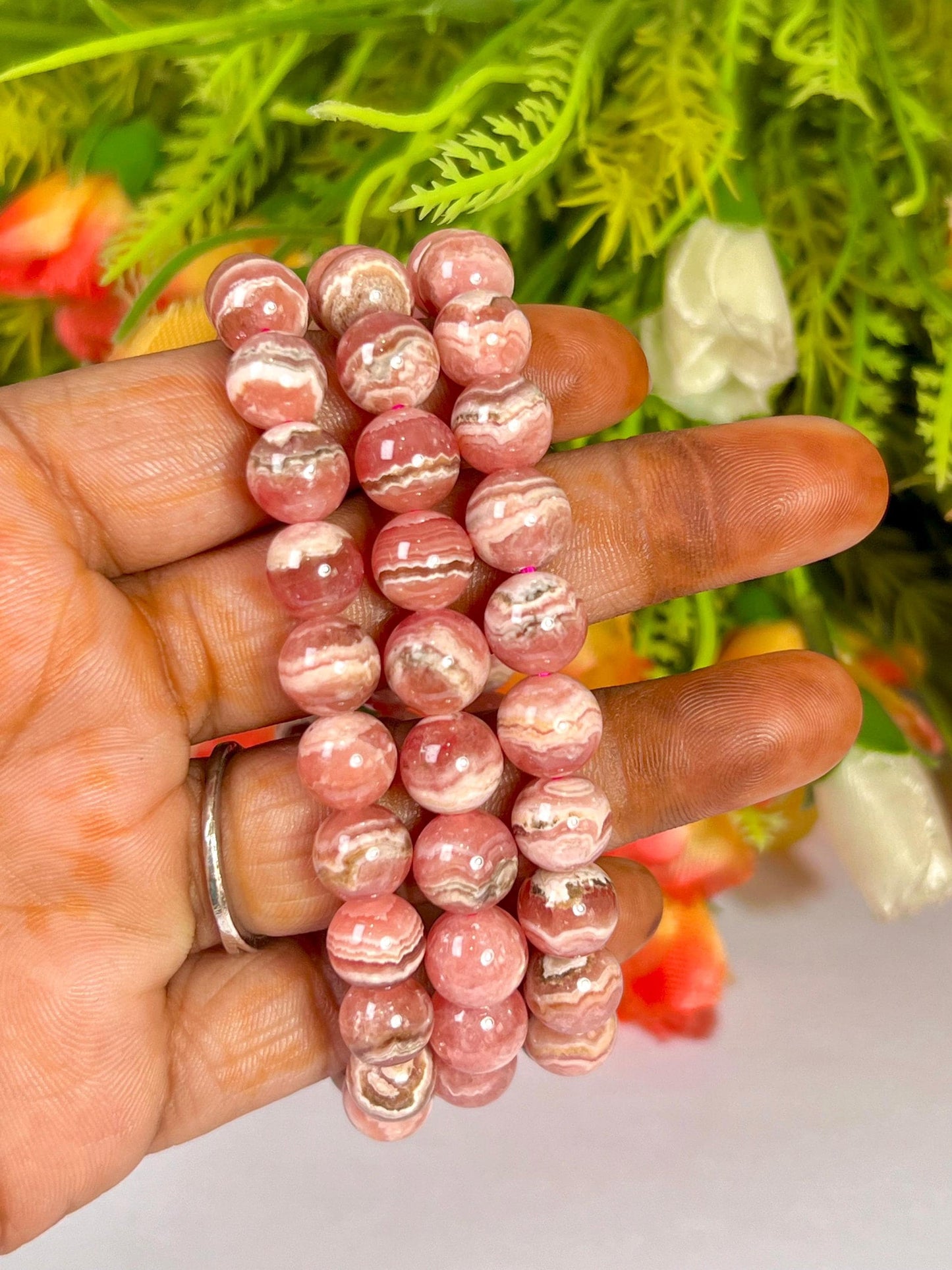 Rhodochrosite Stone Bracelet l Stretchable Bracelet l Unisex Bracelet l 8 MM Bracelet