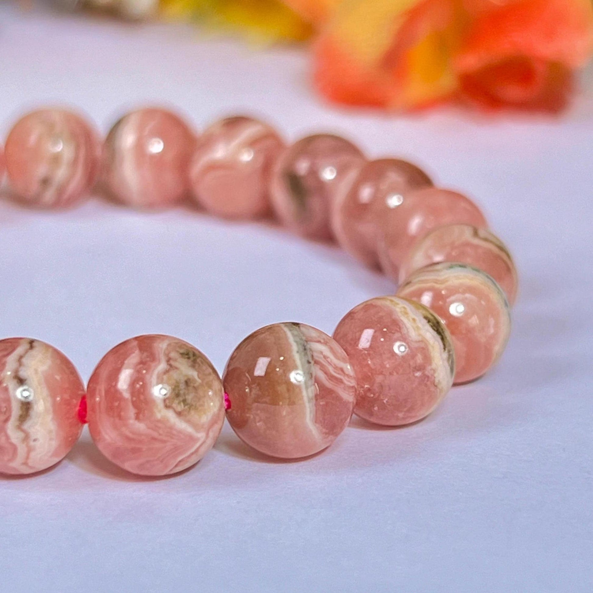 Rhodochrosite Stone Bracelet l Stretchable Bracelet l Unisex Bracelet l 8 MM Bracelet