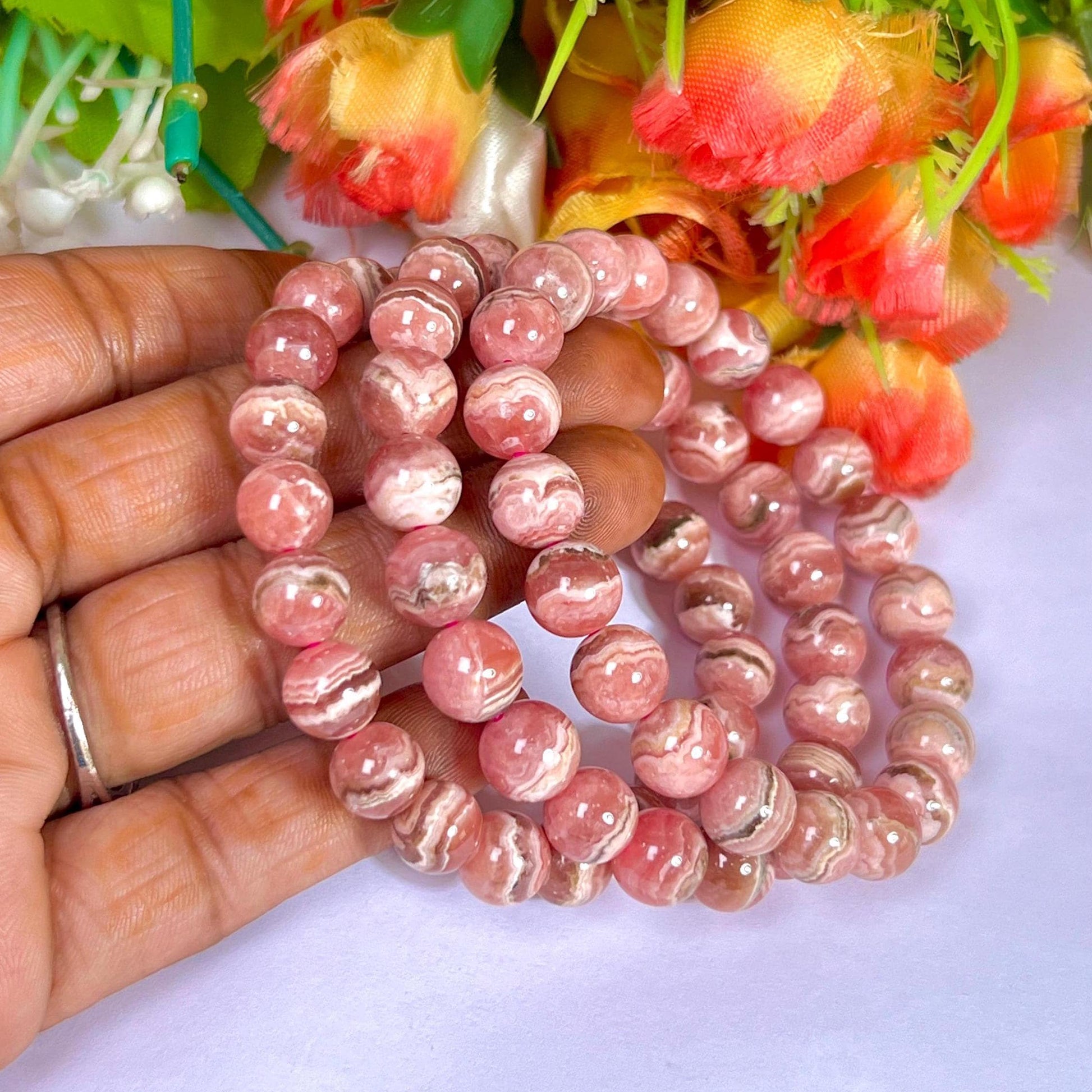 Rhodochrosite Stone Bracelet l Stretchable Bracelet l Unisex Bracelet l 8 MM Bracelet