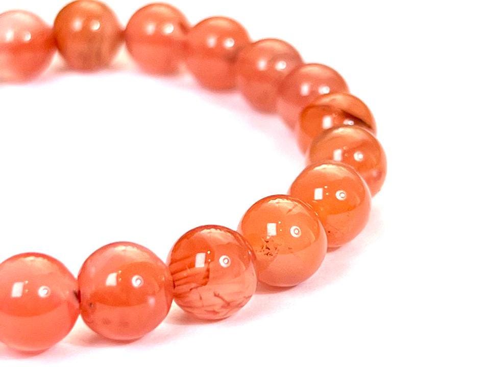 Orange Creedite (Durango, Mexico) Stone Bracelet l Stretchable Bracelet l Unisex Bracelet l 8 MM Bracelet