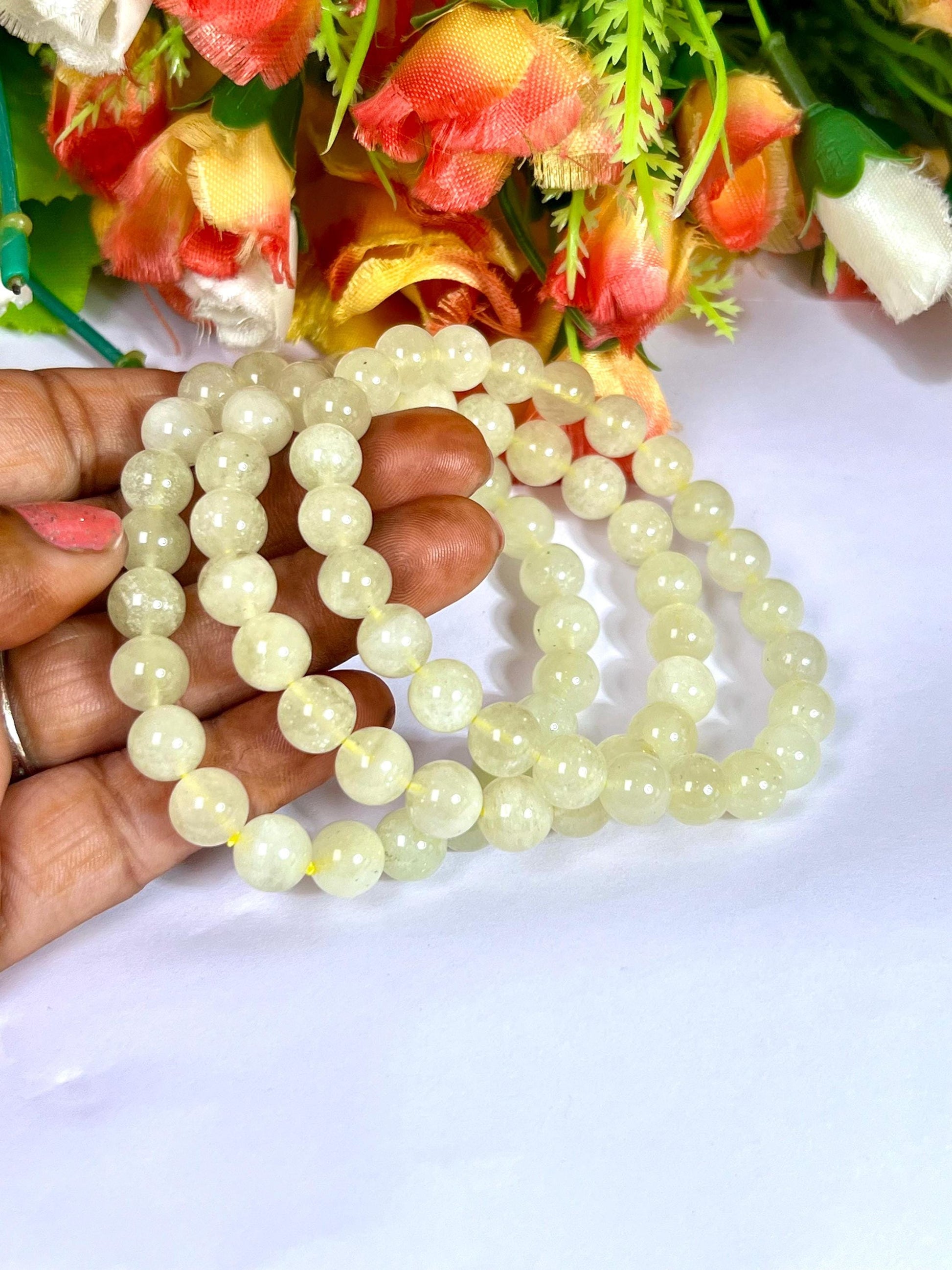 9 MM Libyan Tektite Glass Stone Bracelet l Stretchable Bracelet l Unisex Bracelet