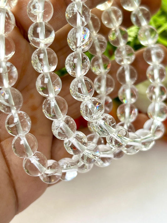 Rainbow Anandalite Quartz Aurora Quartz Crystal Stone Bracelet l Stretchable Bracelet l Unisex Bracelet l 8 MM Bracelet