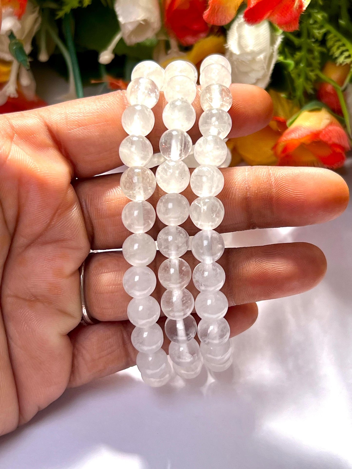 Nirvana Quartz Stone Bracelet| l Stretchable Bracelet l Unisex Bracelet l 8 MM Bracelet