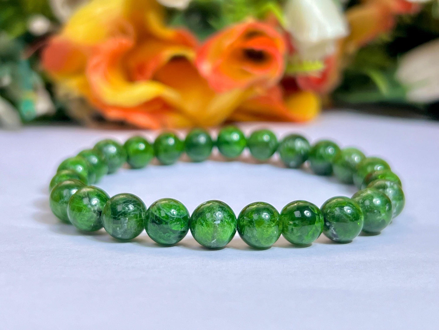 Diopside Chrome Stone Bracelet l Stretchable Bracelet l Unisex Bracelet l 8 MM Bracelet