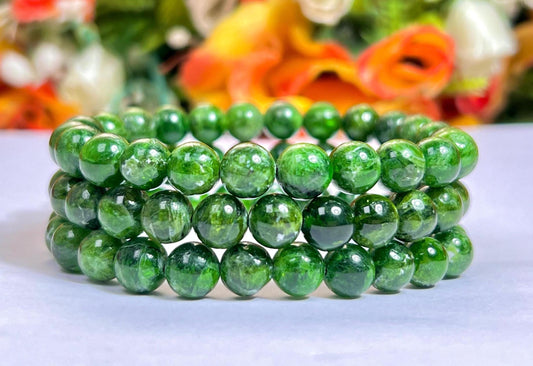 Diopside Chrome Stone Bracelet l Stretchable Bracelet l Unisex Bracelet l 8 MM Bracelet