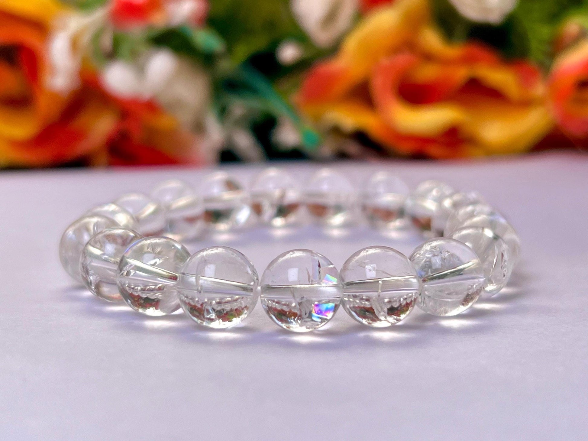 10 MM Rainbow Satyaloka Quartz Crystal Stone Bracelet