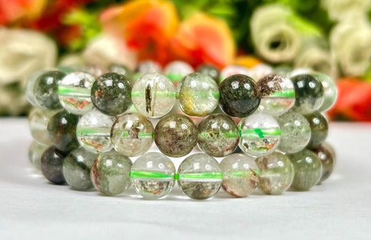 Shamanic Dream Quartz Stone l Lodolite Stone l Chaman Dream Quartz Bracelet l Stretchable Bracelet l Unisex Bracelet l 8 MM Bracelet