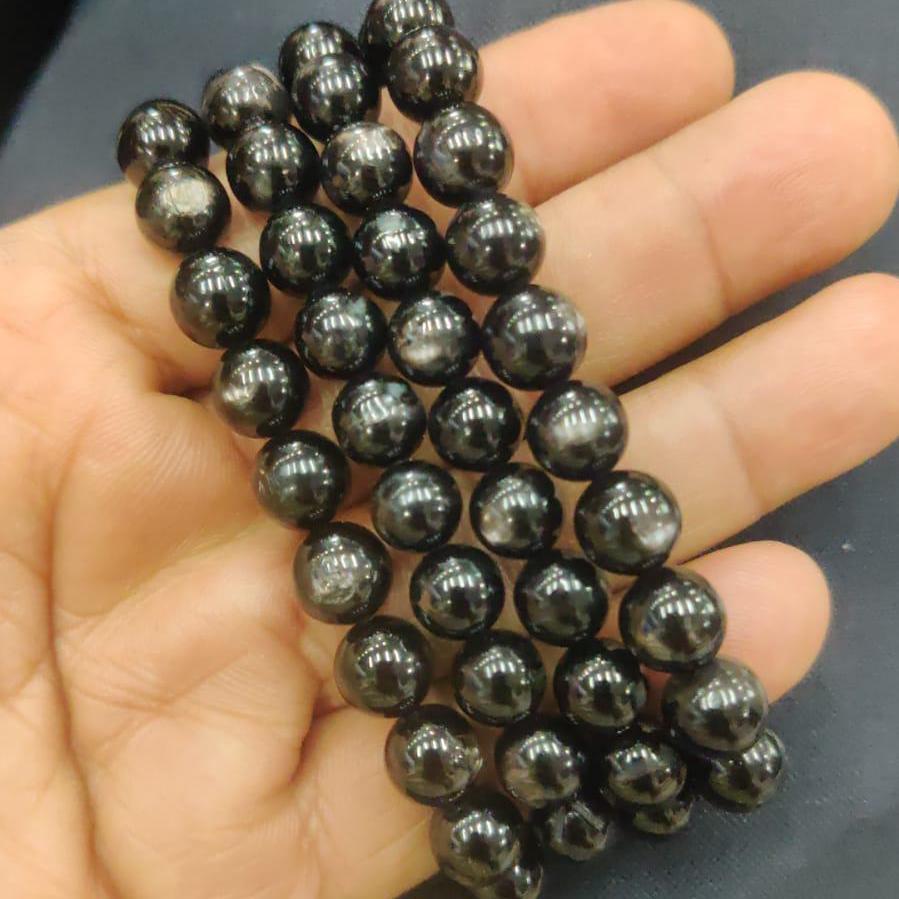 9 MM Hypersthene Stone Bracelet l Stretchable Bracelet l Unisex Bracelet