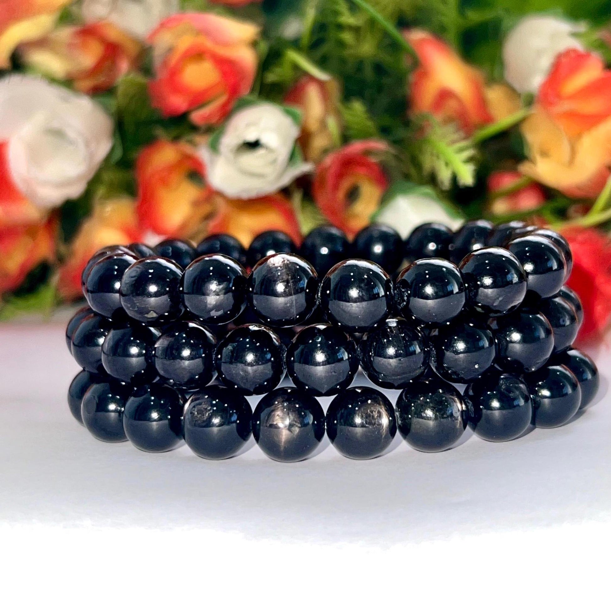 9 MM Hypersthene Stone Bracelet l Stretchable Bracelet l Unisex Bracelet